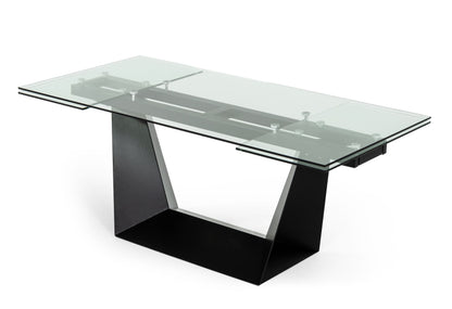 Modrest Bronwin Modern Black Glass Extendable Dining Table
