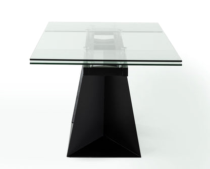 Modrest Bronwin Modern Black Glass Extendable Dining Table