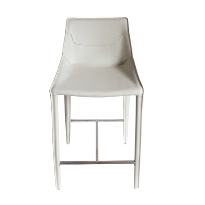 Modrest Halo Modern Ivory Saddle Leather Counter Stool