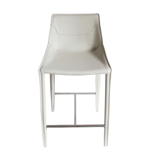 Modrest Halo Modern Ivory Saddle Leather Counter Stool