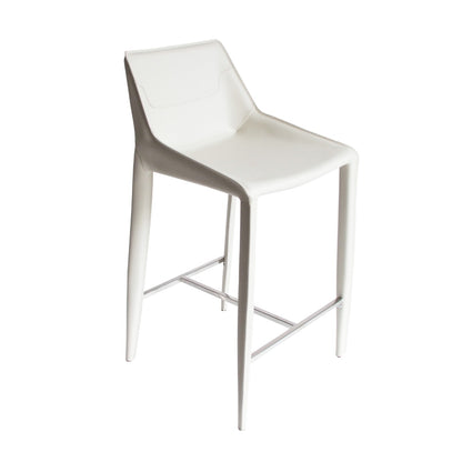 Modrest Halo Modern Ivory Saddle Leather Counter Stool