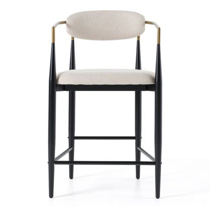 Modrest Buchtel Mid-Century Modern Light Grey Gold Arm Black Counter Chair