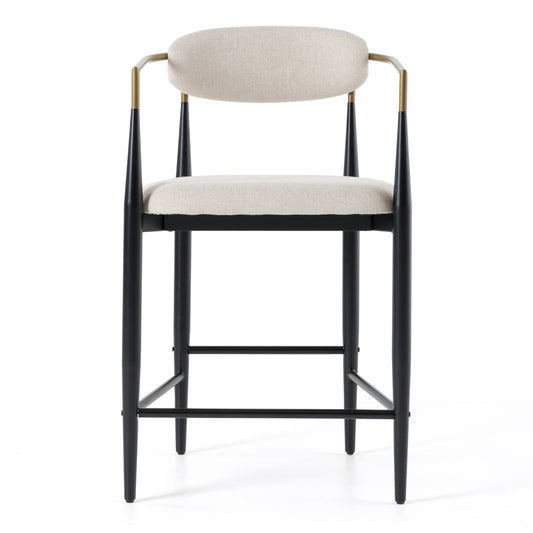 Modrest Buchtel Mid-Century Modern Light Grey Gold Arm Black Counter Chair