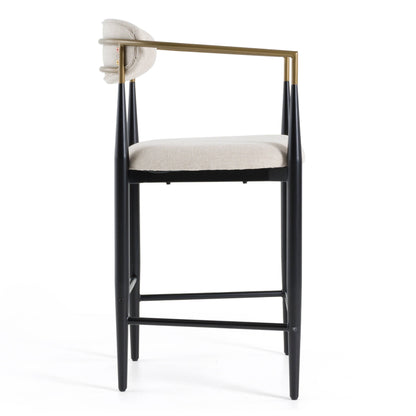 Modrest Buchtel Mid-Century Modern Light Grey Gold Arm Black Counter Chair