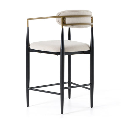 Modrest Buchtel Mid-Century Modern Light Grey Gold Arm Black Counter Chair