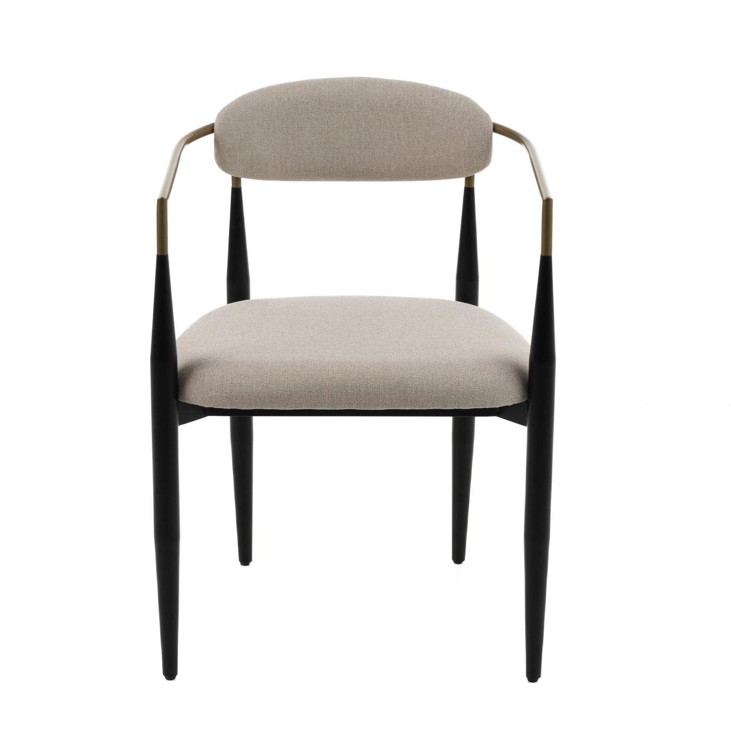 Modrest Buchtel Mid-Century Modern Beige Gold Arm Black Dining Chair