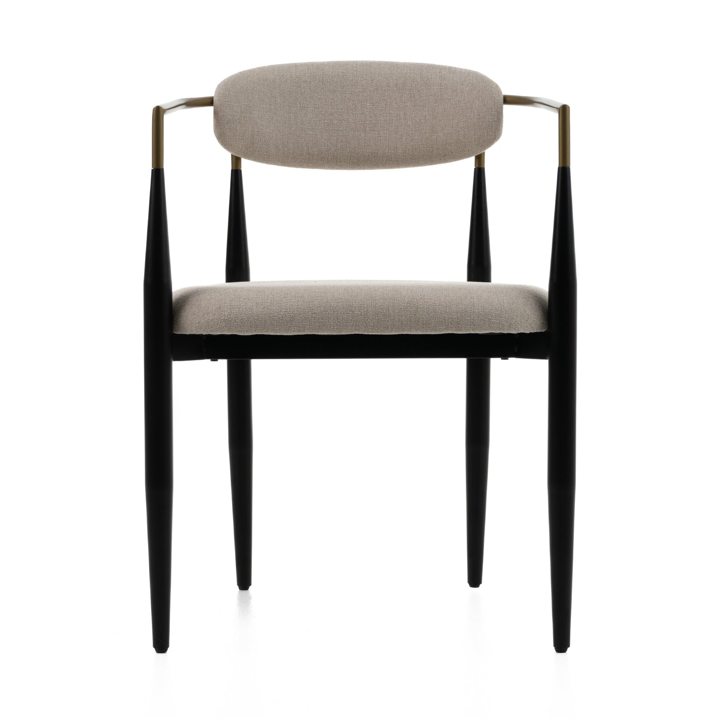 Modrest Buchtel Mid-Century Modern Beige Gold Arm Black Dining Chair