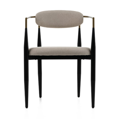 Modrest Buchtel Mid-Century Modern Beige Gold Arm Black Dining Chair