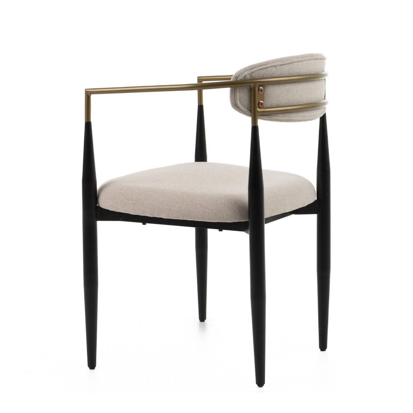Modrest Buchtel Mid-Century Modern Beige Gold Arm Black Dining Chair