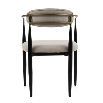 Modrest Buchtel Mid-Century Modern Beige Gold Arm Black Dining Chair