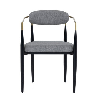Modrest Buchtel Mid-Century Modern Medium Grey Gold Arm Black Dining Chair