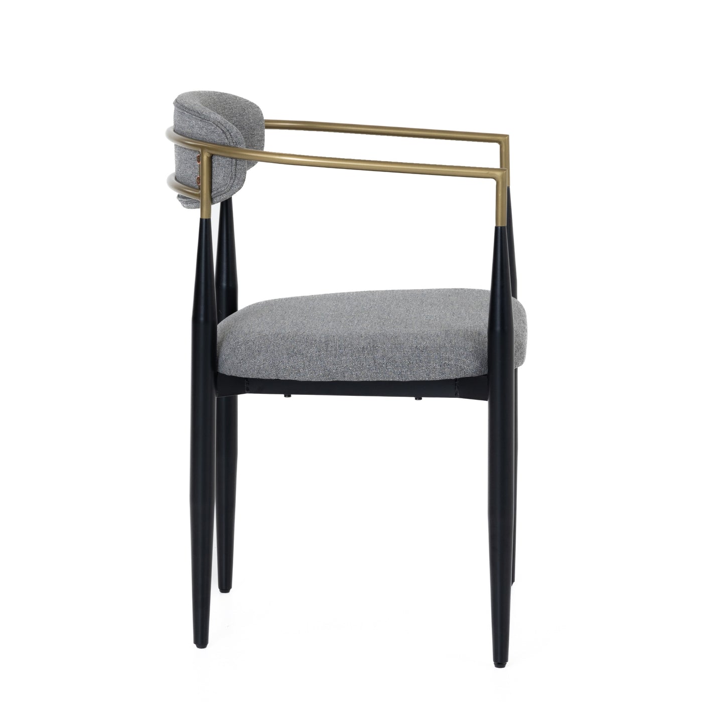 Modrest Buchtel Mid-Century Modern Medium Grey Gold Arm Black Dining Chair