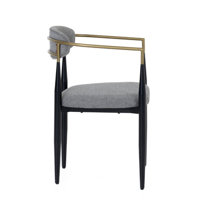 Modrest Buchtel Mid-Century Modern Medium Grey Gold Arm Black Dining Chair