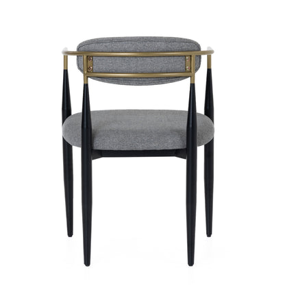 Modrest Buchtel Mid-Century Modern Medium Grey Gold Arm Black Dining Chair