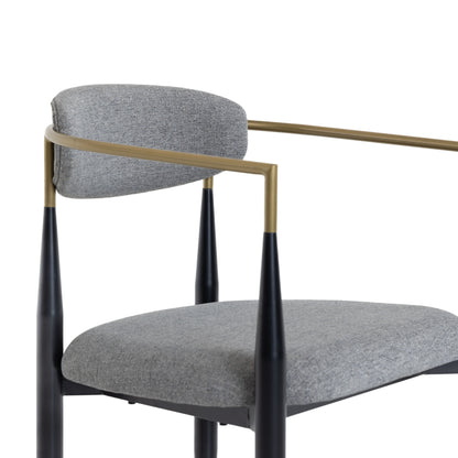 Modrest Buchtel Mid-Century Modern Medium Grey Gold Arm Black Dining Chair