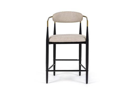 Modrest Buchtel Mid-Century Modern Beige Gold Arm Black Counter Chair