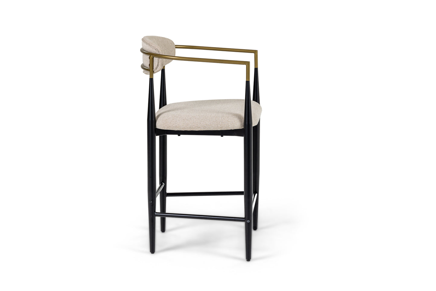 Modrest Buchtel Mid-Century Modern Beige Gold Arm Black Counter Chair
