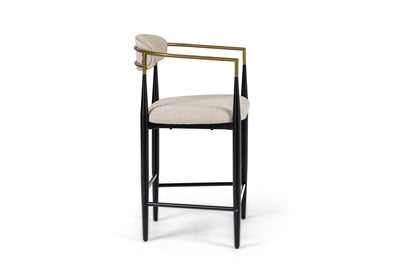Modrest Buchtel Mid-Century Modern Beige Gold Arm Black Counter Chair