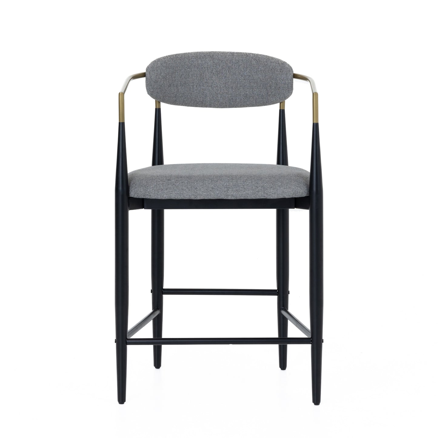 Modrest Buchtel Mid-Century Modern Medium Grey Gold Arm Black Counter Chair