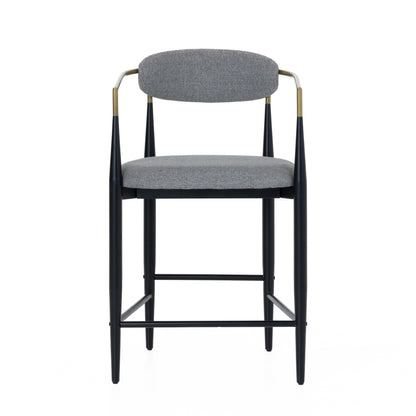 Modrest Buchtel Mid-Century Modern Medium Grey Gold Arm Black Counter Chair