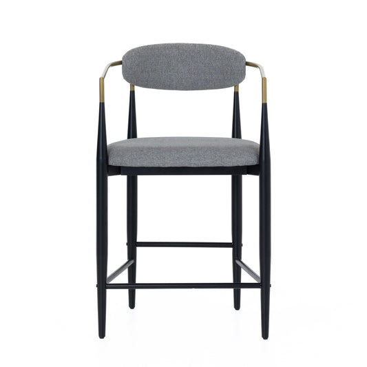 Modrest Buchtel Mid-Century Modern Medium Grey Gold Arm Black Counter Chair