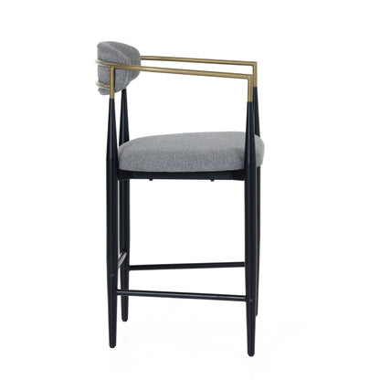 Modrest Buchtel Mid-Century Modern Medium Grey Gold Arm Black Counter Chair