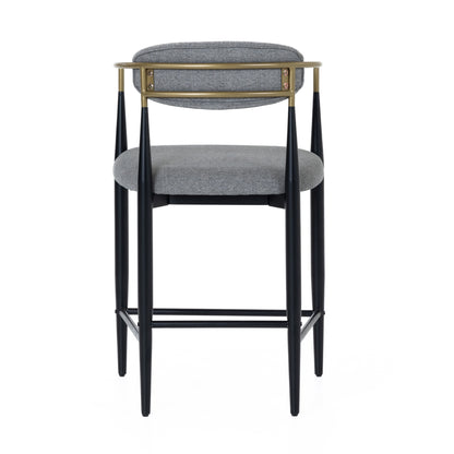 Modrest Buchtel Mid-Century Modern Medium Grey Gold Arm Black Counter Chair