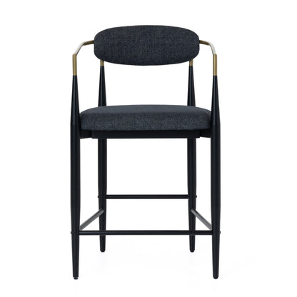 Modrest Buchtel Mid-Century Modern Dark Grey Gold Arm Black Counter Chair