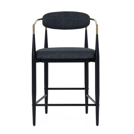 Modrest Buchtel Mid-Century Modern Dark Grey Gold Arm Black Counter Chair