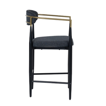 Modrest Buchtel Mid-Century Modern Dark Grey Gold Arm Black Counter Chair
