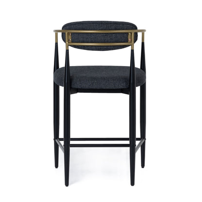 Modrest Buchtel Mid-Century Modern Dark Grey Gold Arm Black Counter Chair