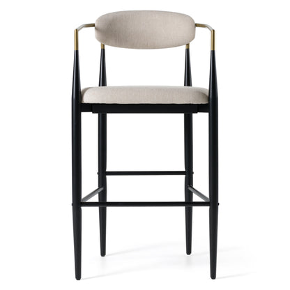 Modrest Buchtel Mid-Century Modern Beige Gold Arm Black Bar Chair