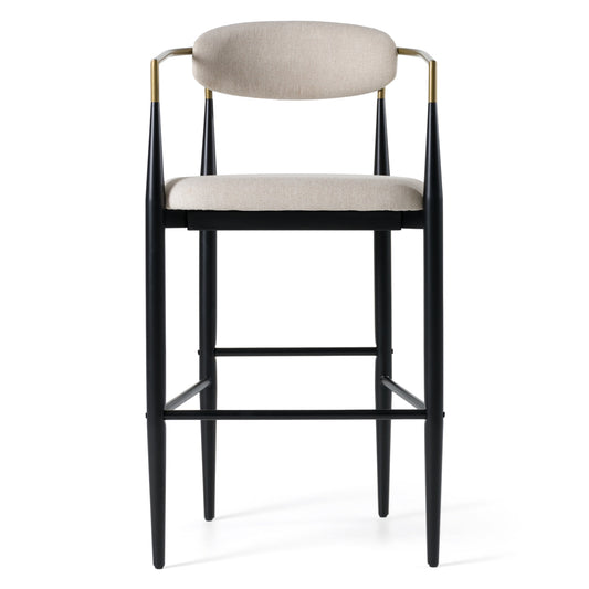 Modrest Buchtel Mid-Century Modern Beige Gold Arm Black Bar Chair