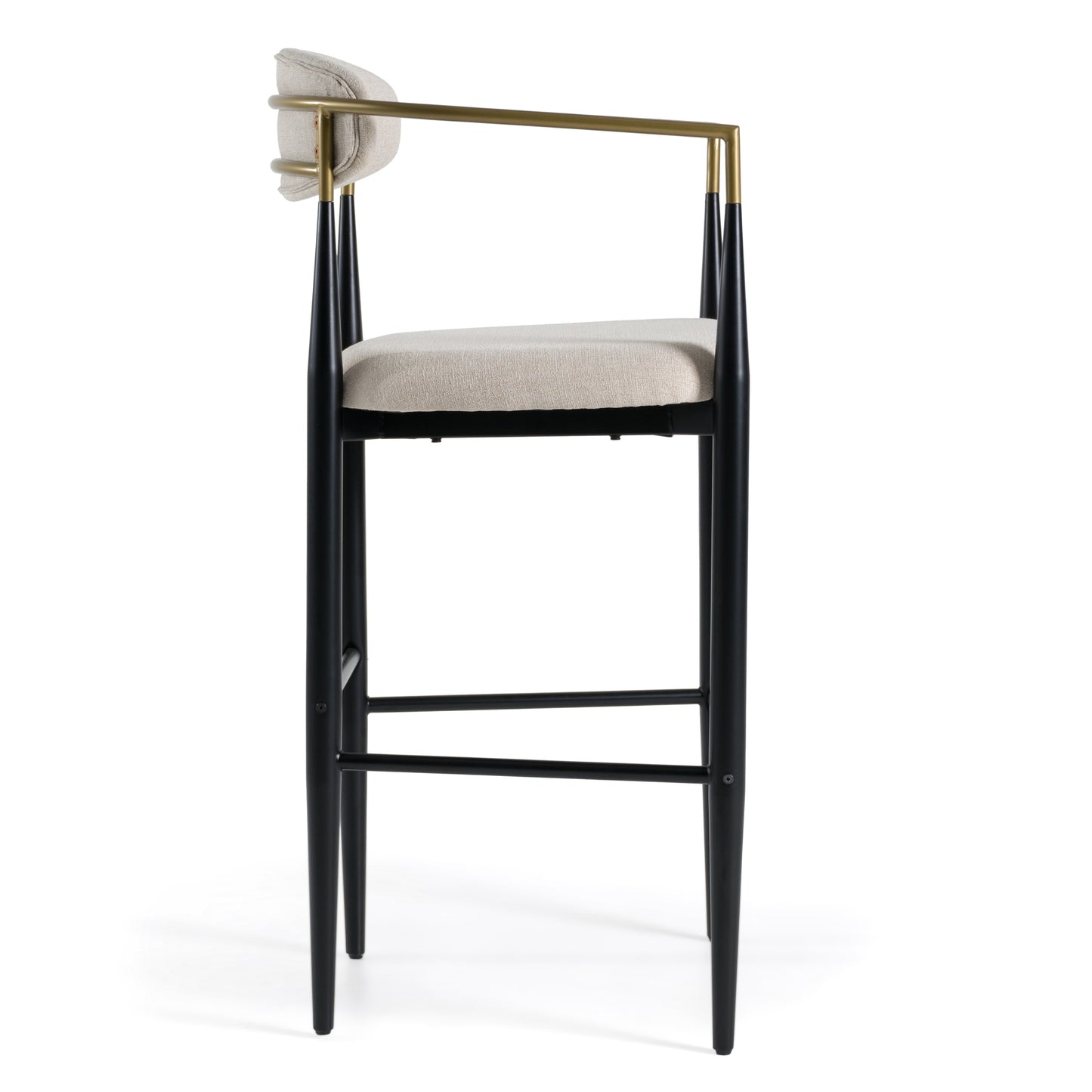 Modrest Buchtel Mid-Century Modern Beige Gold Arm Black Bar Chair