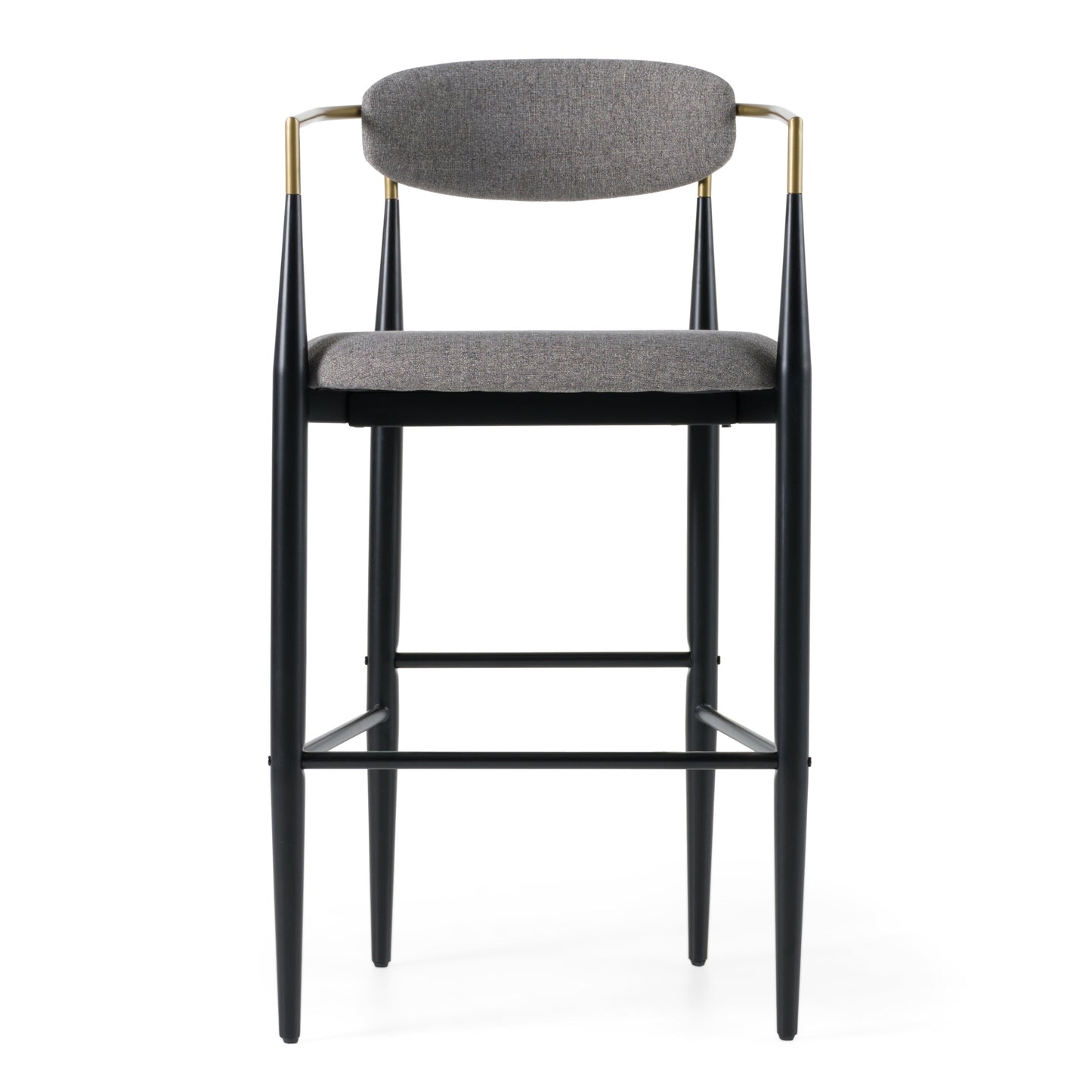 Modrest Buchtel Mid-Century Modern Medium Grey Gold Arm Black Bar Chair