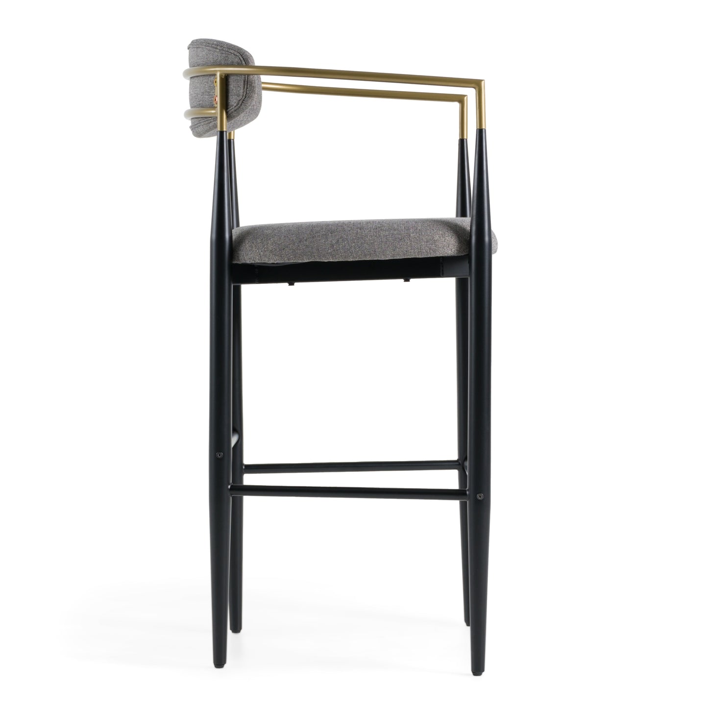 Modrest Buchtel Mid-Century Modern Medium Grey Gold Arm Black Bar Chair