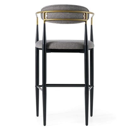 Modrest Buchtel Mid-Century Modern Medium Grey Gold Arm Black Bar Chair