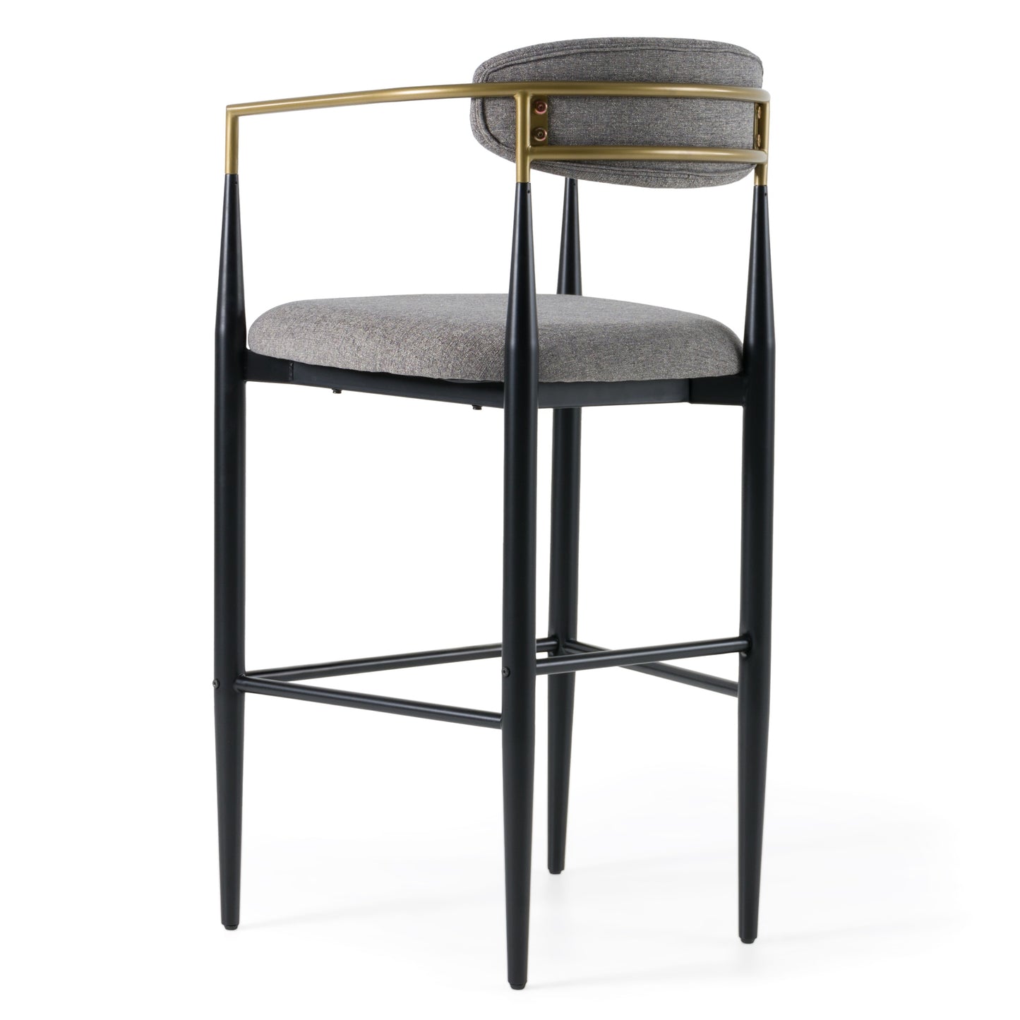 Modrest Buchtel Mid-Century Modern Medium Grey Gold Arm Black Bar Chair