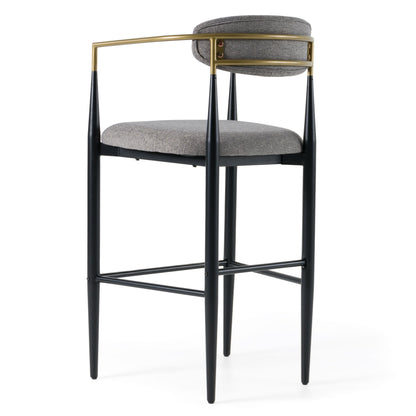 Modrest Buchtel Mid-Century Modern Medium Grey Gold Arm Black Bar Chair