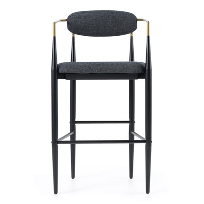 Modrest Buchtel Mid-Century Modern Dark Grey Gold Arm Black Bar Chair