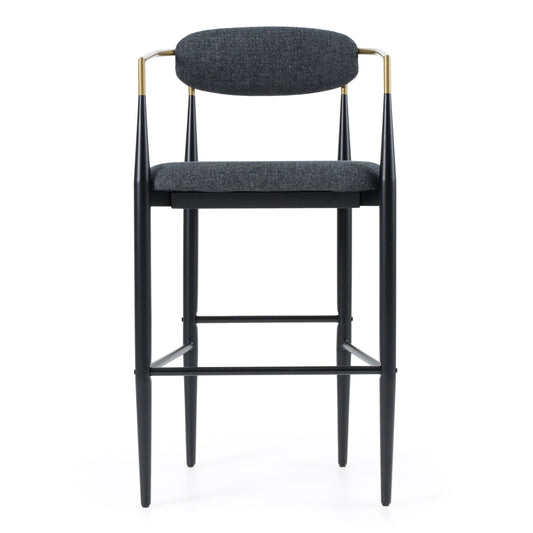 Modrest Buchtel Mid-Century Modern Dark Grey Gold Arm Black Bar Chair