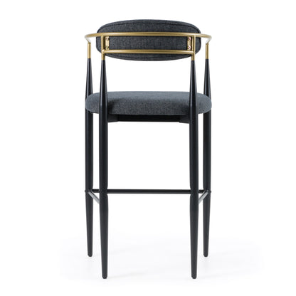 Modrest Buchtel Mid-Century Modern Dark Grey Gold Arm Black Bar Chair