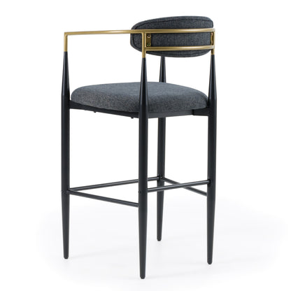 Modrest Buchtel Mid-Century Modern Dark Grey Gold Arm Black Bar Chair
