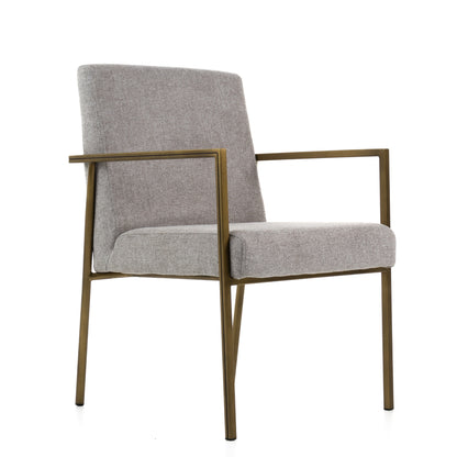 Modrest Burnham Modern Light Grey and Brass Arm Dining Chair