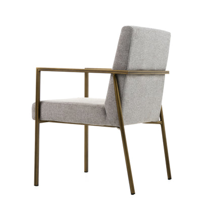Modrest Burnham Modern Light Grey and Brass Arm Dining Chair