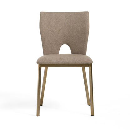 Modrest Burton Modern Beige and Brass Dining Chair Set of 2
