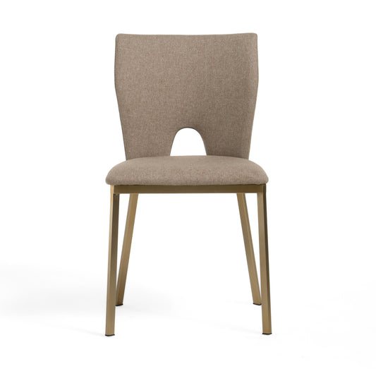 Modrest Burton Modern Beige and Brass Dining Chair Set of 2