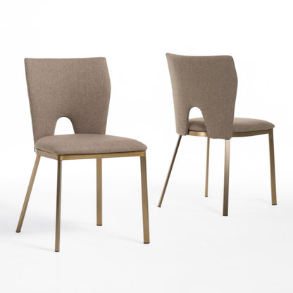 Modrest Burton Modern Beige and Brass Dining Chair Set of 2
