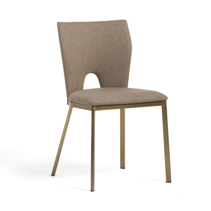 Modrest Burton Modern Beige and Brass Dining Chair Set of 2