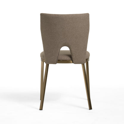 Modrest Burton Modern Beige and Brass Dining Chair Set of 2